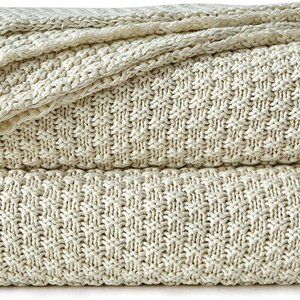 Oversized Luxury Cotton Knitted Throw Cream